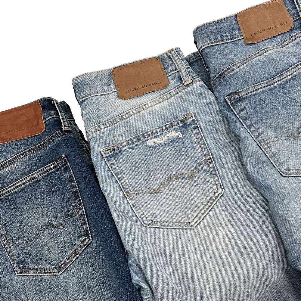 AMERICAN EAGLE Men's Size 29x32 LOT OF 3 Slim Straight Denim Blue Jeans